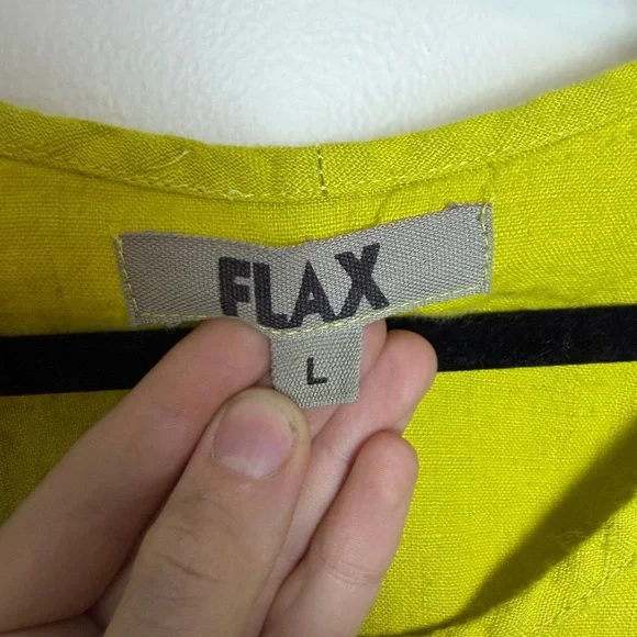 FLAX 100% linen 2 piece set Lagenlook cardigan and tank sz L maximalist layering - Picture 5 of 7